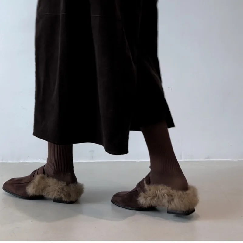 الكعب العالي الخريف الشتاء ماري جين أحذية زائد الصوف 2025 المرأة كتلة كعب رقيق حذا فردي للسيدات