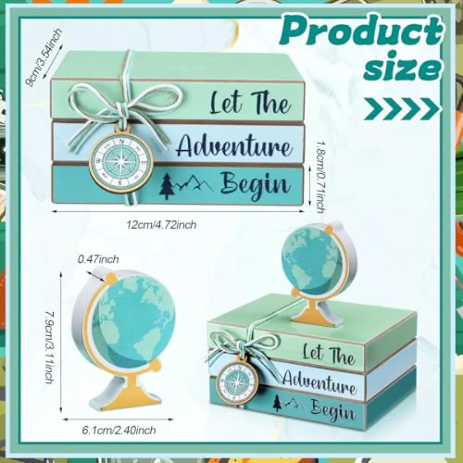 قطع مركزية خشبية تحت عنوان السفر، صينية متدرجة لتزيين الطاولة، مغامرة تنتظر ديكور الحفلات، السفر حول العالم Bon V