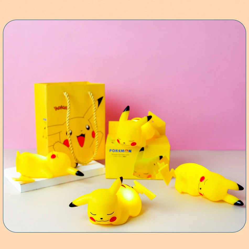 Pokemon Pikachu luce notturna incandescente giocattolo per bambini Pokemon Pikachu carino lampada da comodino compleanno per bambini regalo di natale