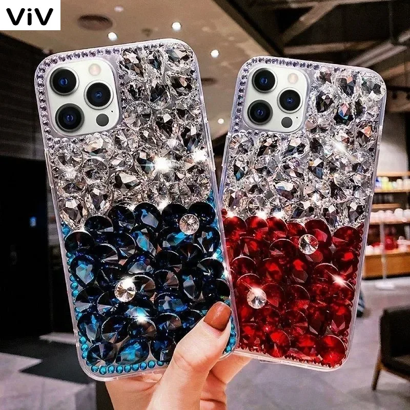 Luxury Gemstone Bling Rhinestone Diamond Phone Case for Iphone 15Pro 14Plus 13 Pro 12 Mini 11Pro MAX XSMAX XR 16 PLUS Cover viv