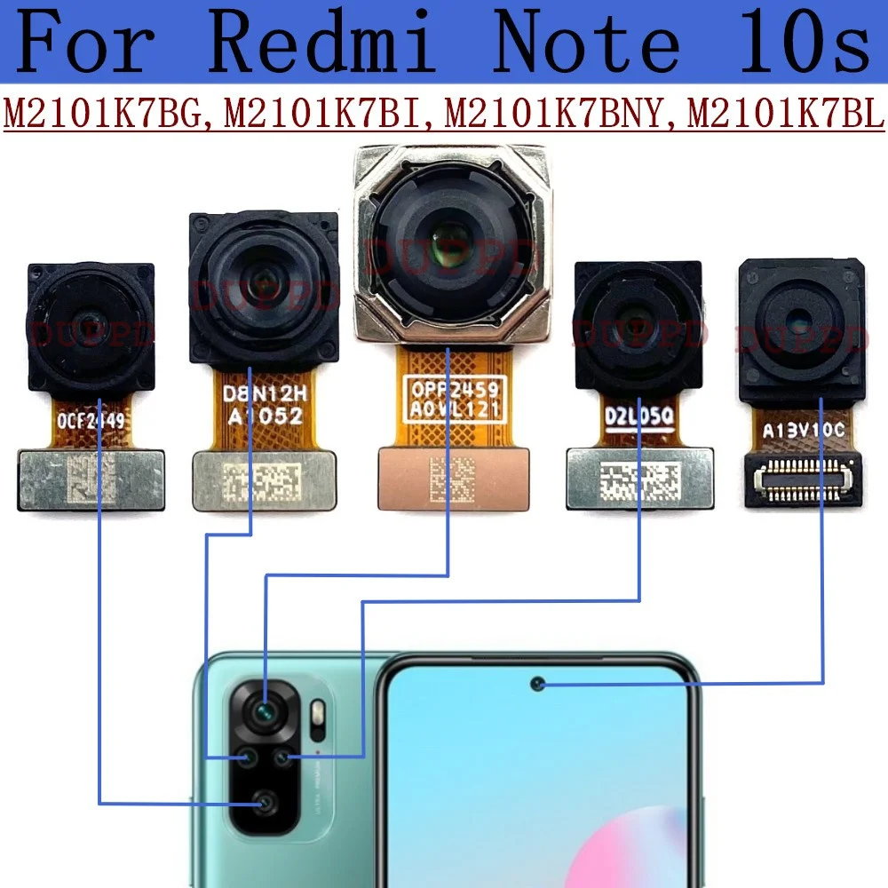 Rear Back Main Camera For Xiaomi Redmi Note 10s Front Selfie Camera M2101K7BG, M2101K7BI, M2101K7BNY, M2101K7BL