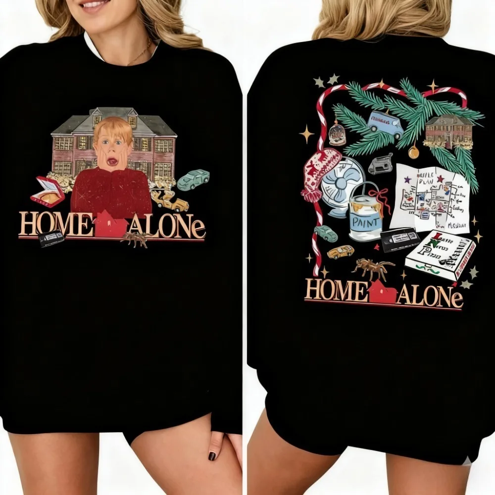 

Винтажный рождественский свитшот «Один дома», рождественский свитер в стиле ретро, толстовка с капюшоном из рождественского фильма, пуловер из фильма 90-х годов, сохраняющий тепло, спортивный костюм