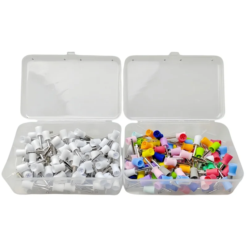 JUMTOP 100Pcs/Box Dental Polishing Cup Latch Type Rubber Tooth Polishing Brush Prophy Cup for Low Speed Contra Angle Handpiece