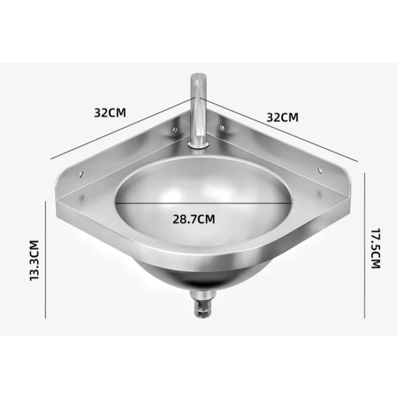 Stainless Steel Wall-Mounted Compact  Sink RV Camper Van Travel Bathroom Wash Basin