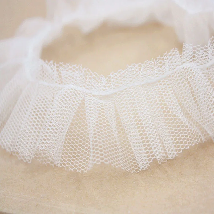 

3cm Mesh Lace Trim Accessories Doll Skirt Clothing Accessories Pleated Lace Ruffle Lace Trim