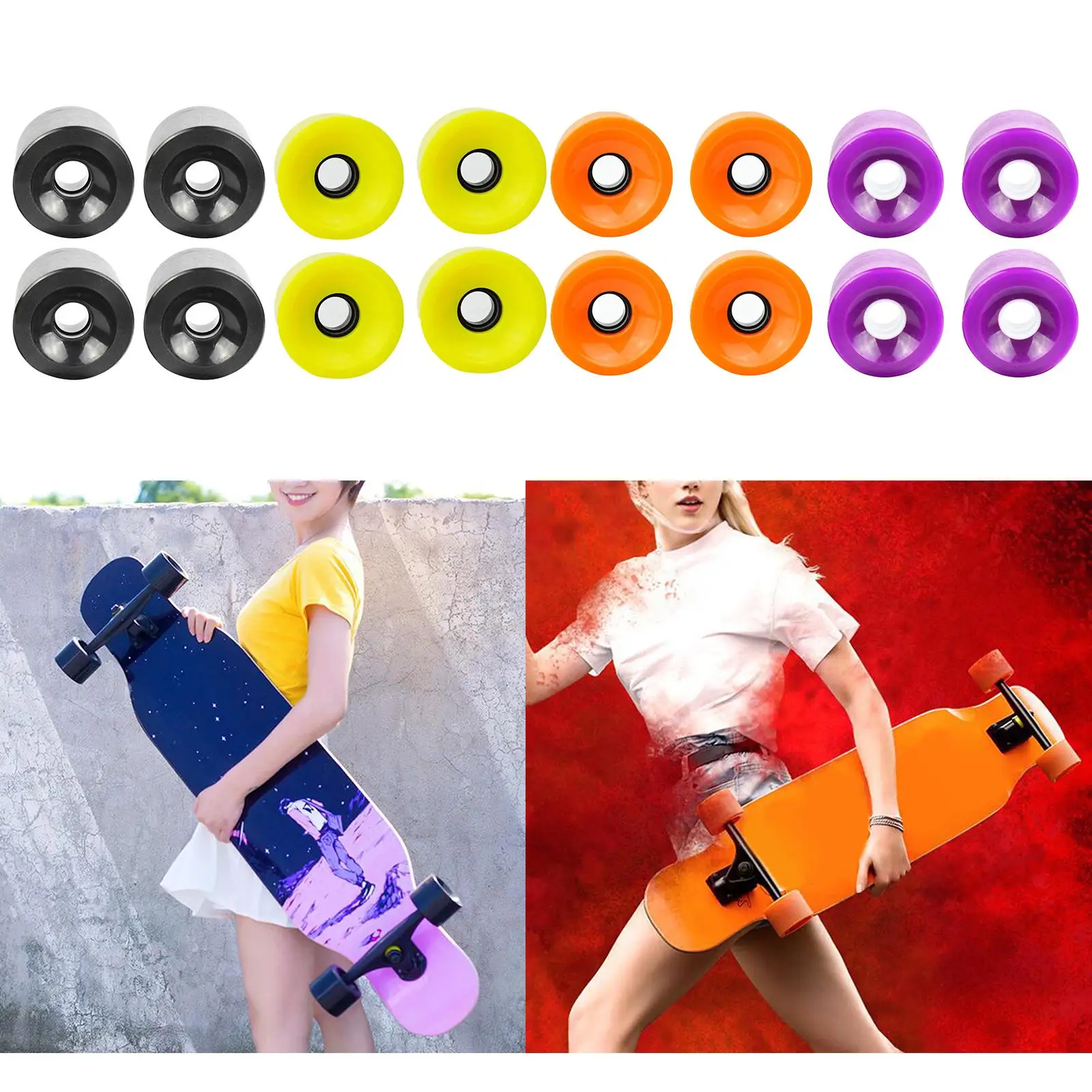 

4pcs 51mm X 70mm, 78A Outdoor / Indoor Skateboard Wheels, Wear Resistant Polyurethane Wheels Replacements