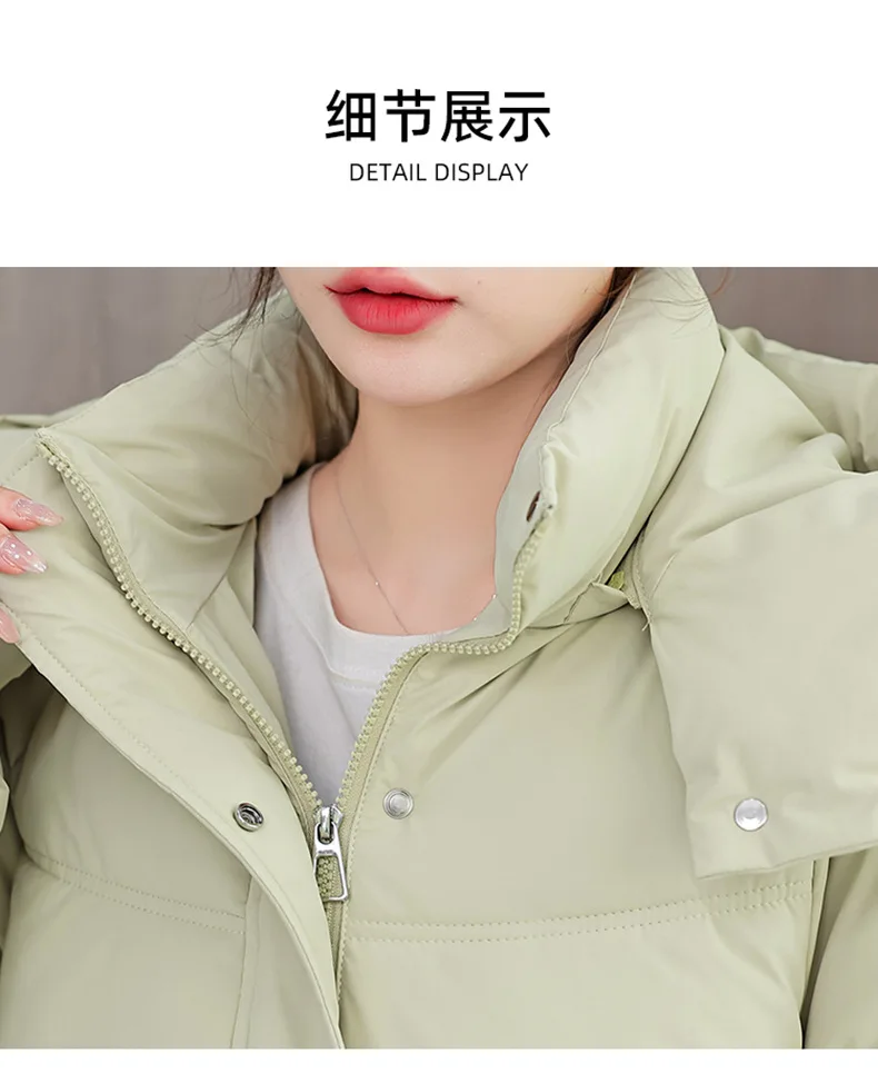 Winter Thick Puffer Coat Women Zip Up Windproof Russian Cold Weather Snow Jacket Detachable Hooded Outerwear Candy Color New