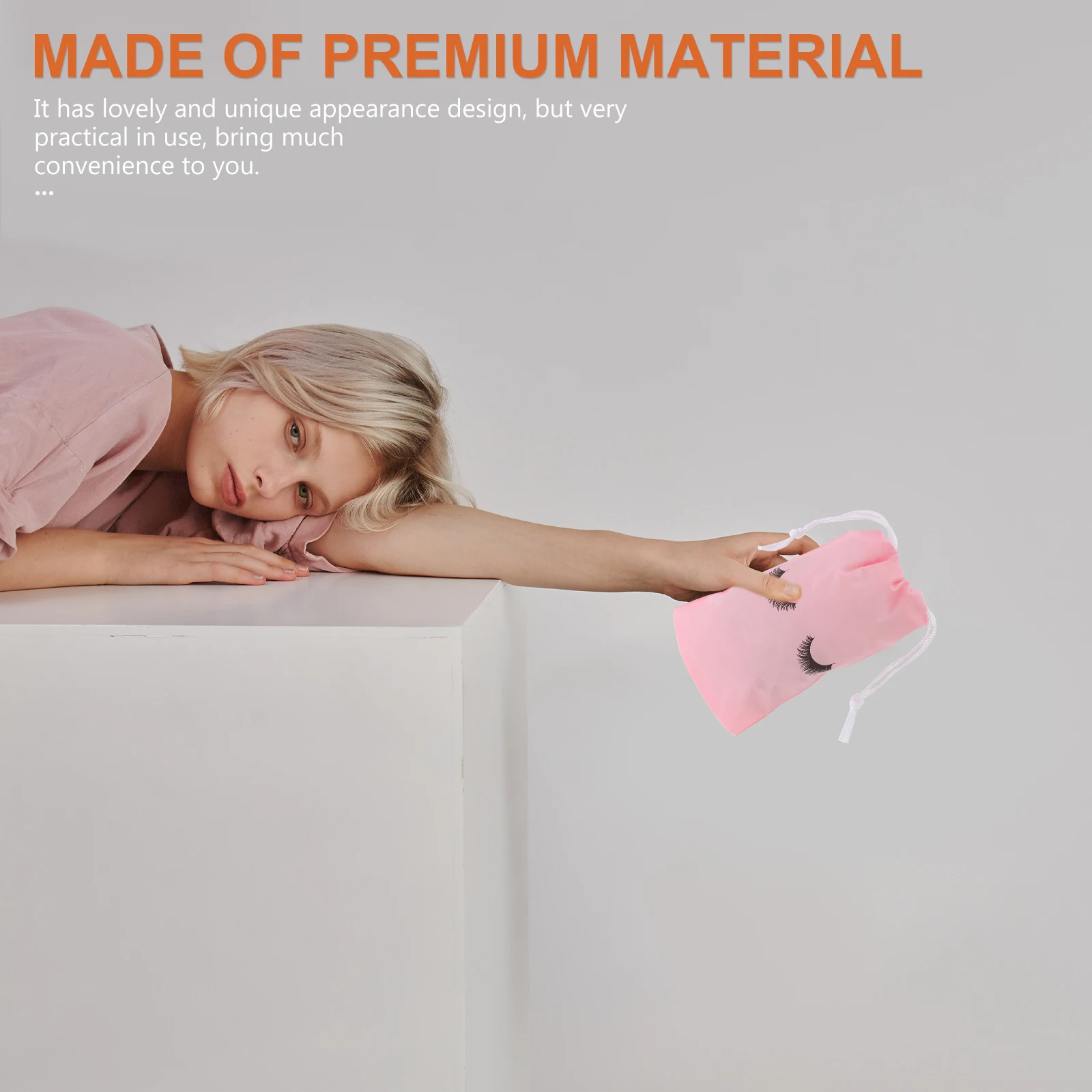 

100pcs Bags Pink EVA Nylon Drawstring Travel Makeup ganizer Lash Storage Pouch Small Anti Scratch Dust Proof