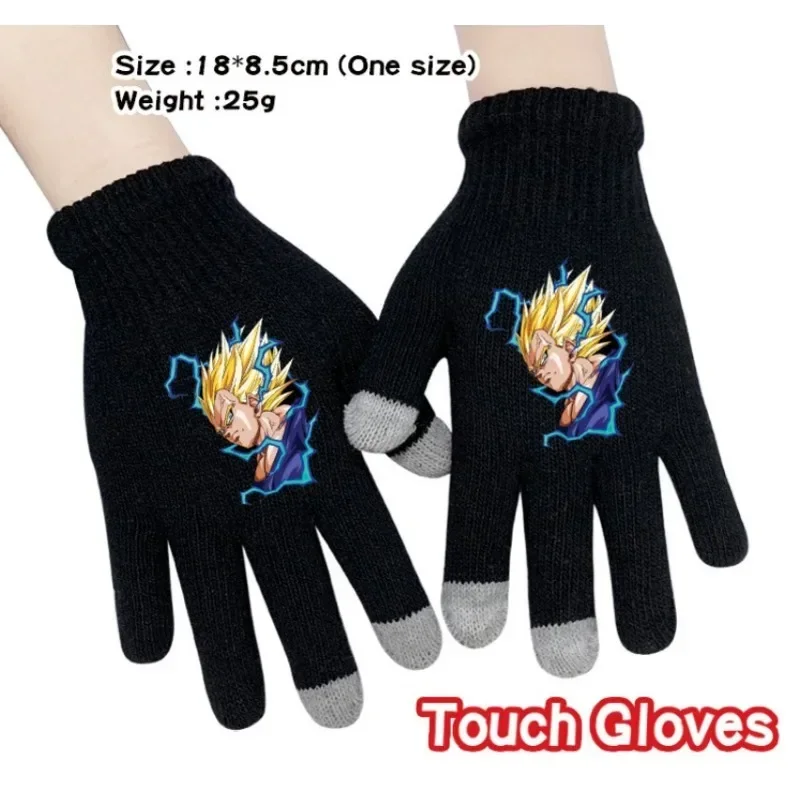 New Dragon Ball Digital Printing Warm Gloves Son Goku Fall and Winter Cold Warm Cartoon Anime Around Knitted Touch Screen Gloves