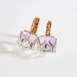 11.11 Women's Clip Earrings made with Crystals from Austria for Ladies Wedding Party Fashion Girls Square Hanging Earings Gift