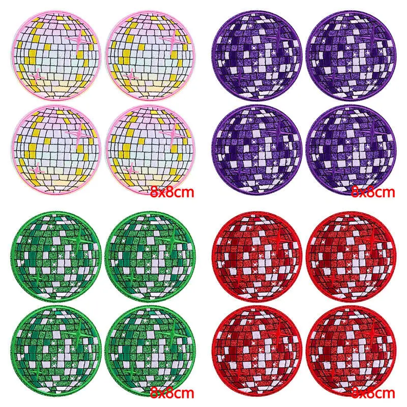 

10PCS Wholesale Disco Ball Patch Iron On Patches For Clothing Sticker Cartoon Embroidered Patches On Clothes Jacket Applique DIY