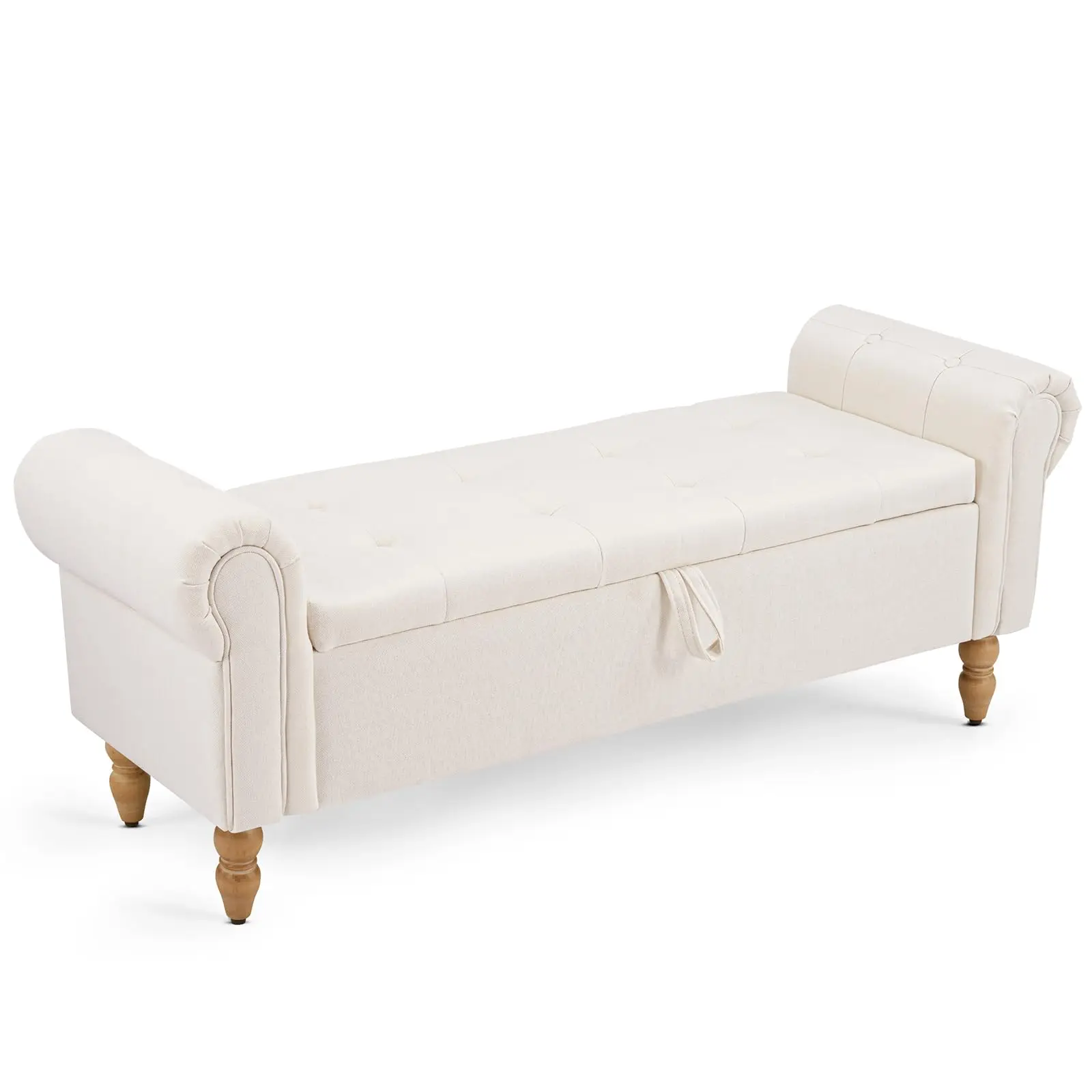 55 End of Bed Bench, Bedroom Bench with Button-Tufted, Large Upholstered Storage Ottoman Entryway Bench with Storage Shoe