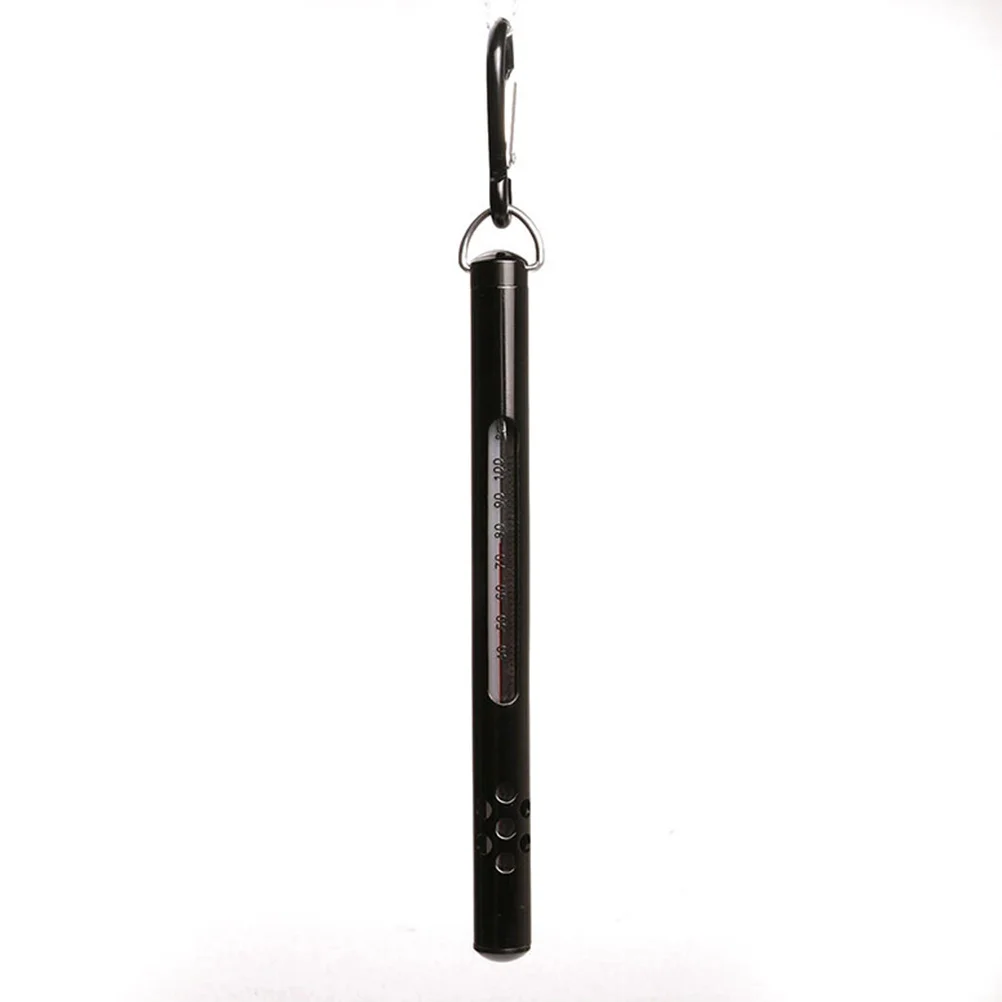 

Fishing Thermometer Portable Black Pencil Type Metal Case Pocket Clip Lanyard Ring Water Temperature Gauge for Fishing