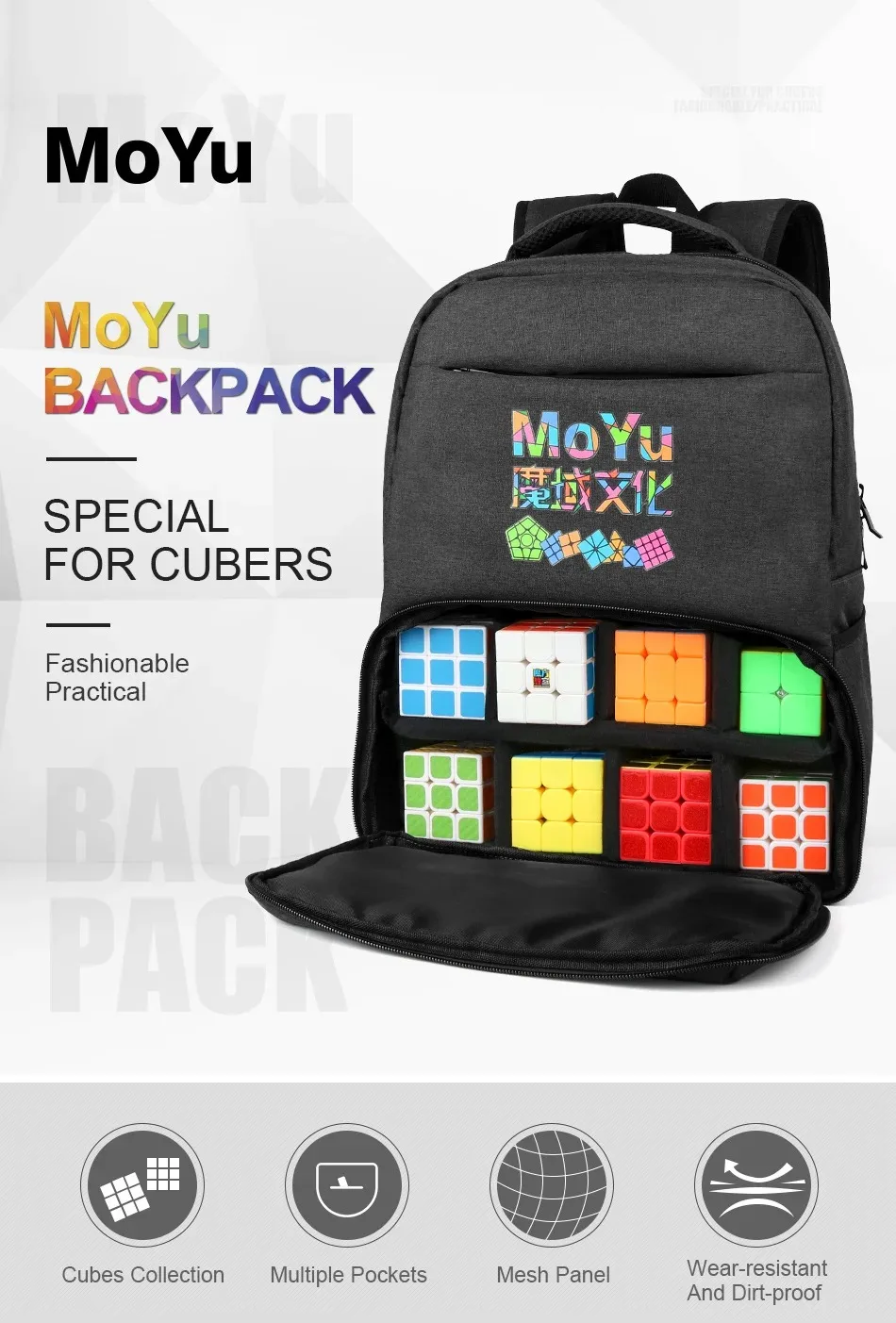 MoYu Rucksack Tasche Schwarz Professionelle Rucksack Tasche Für Magic Puzzle Cube 2x2 3x3x3 4x4 5x5 6x6 7x7 8x8 9x9 Schulter Tasche Handtasche – Detail 15