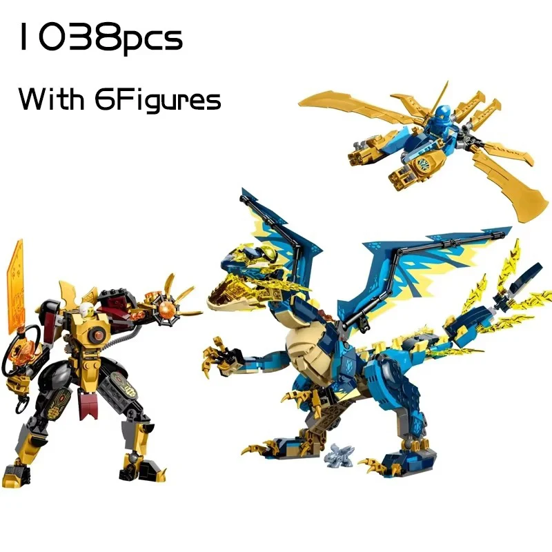 2024 New 1038pcs Season 17 Ninja Series Elemental Dragon Building Blocks Empress Mech Fit 71796 Bricks Toys Christmas Gifts