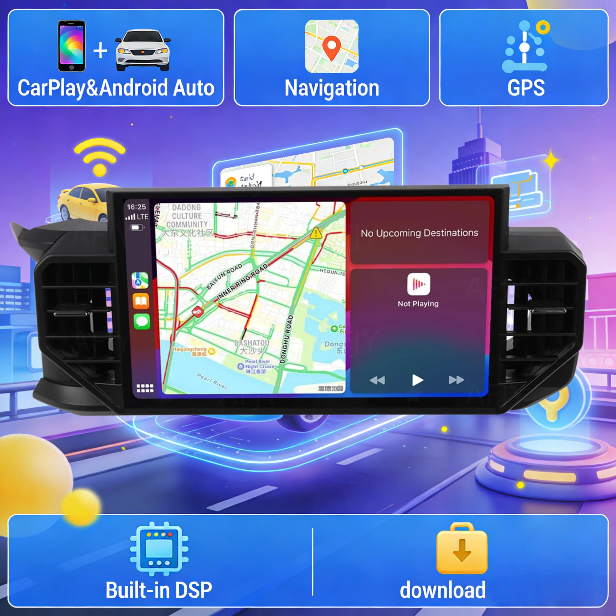 

14,6-дюймовый экран с Android 13 для Toyota Tacoma 2016-2023, GPS-навигация, мультимедийный видеоплеер, радио, магнитола