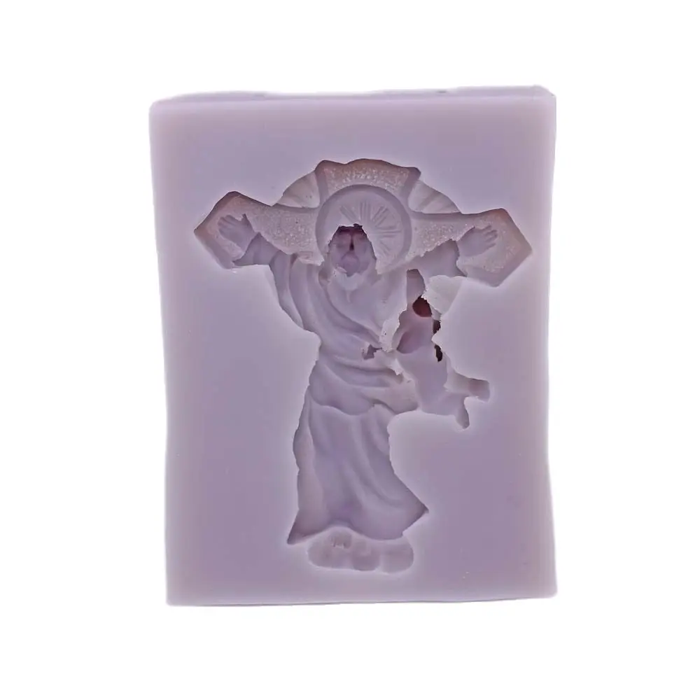 Crucifix Baptism Baby Angel Silicone Fondant Mould Jesus Embraces Doll Baptism Party Chocolate Sugarcraft Decor Cake Baking Mold