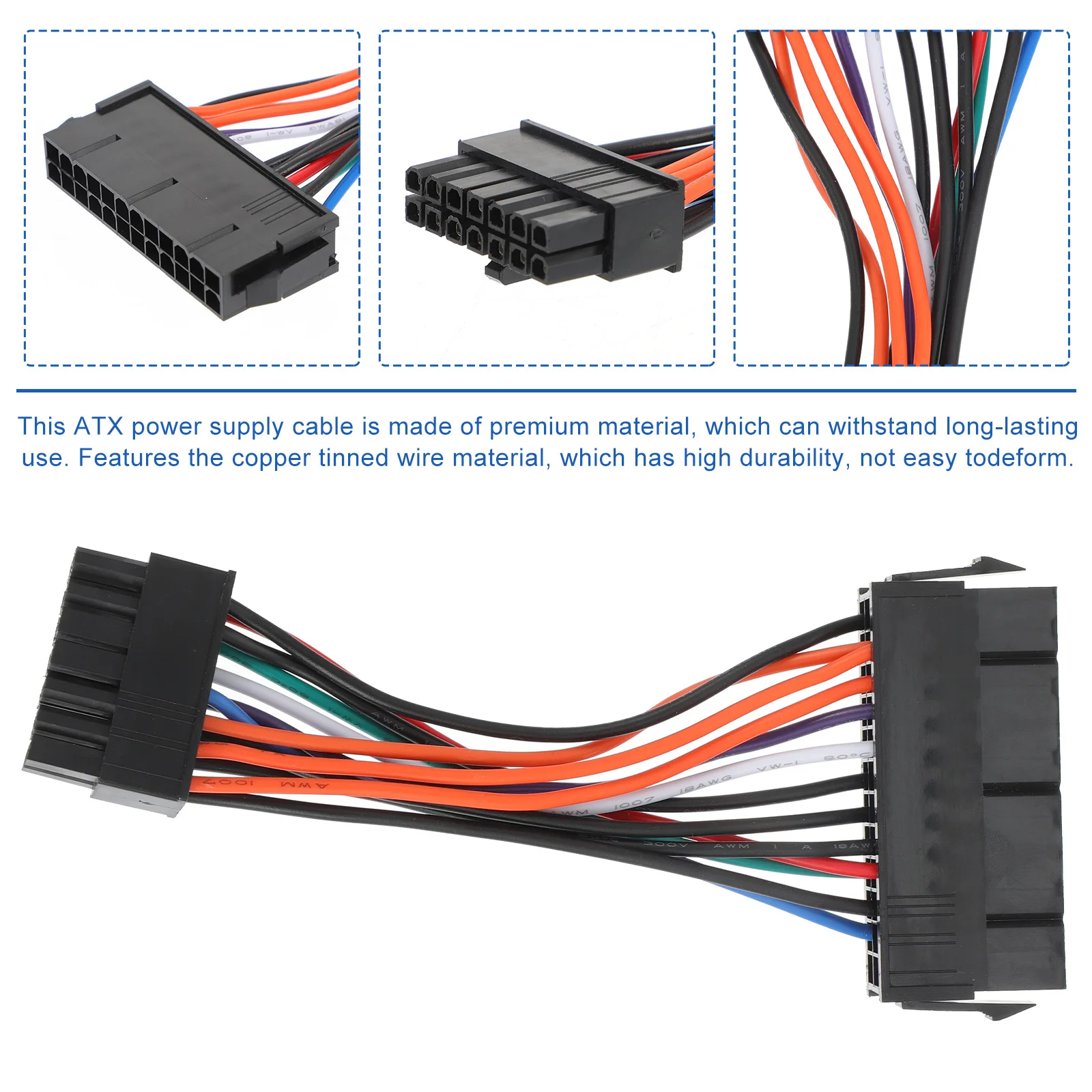 

24 Pin to 14 Pin Atx Power Supply Cable Replacement High Durability Tinned Copper Wire for H81 Q65 Q77 Q87 Ts140