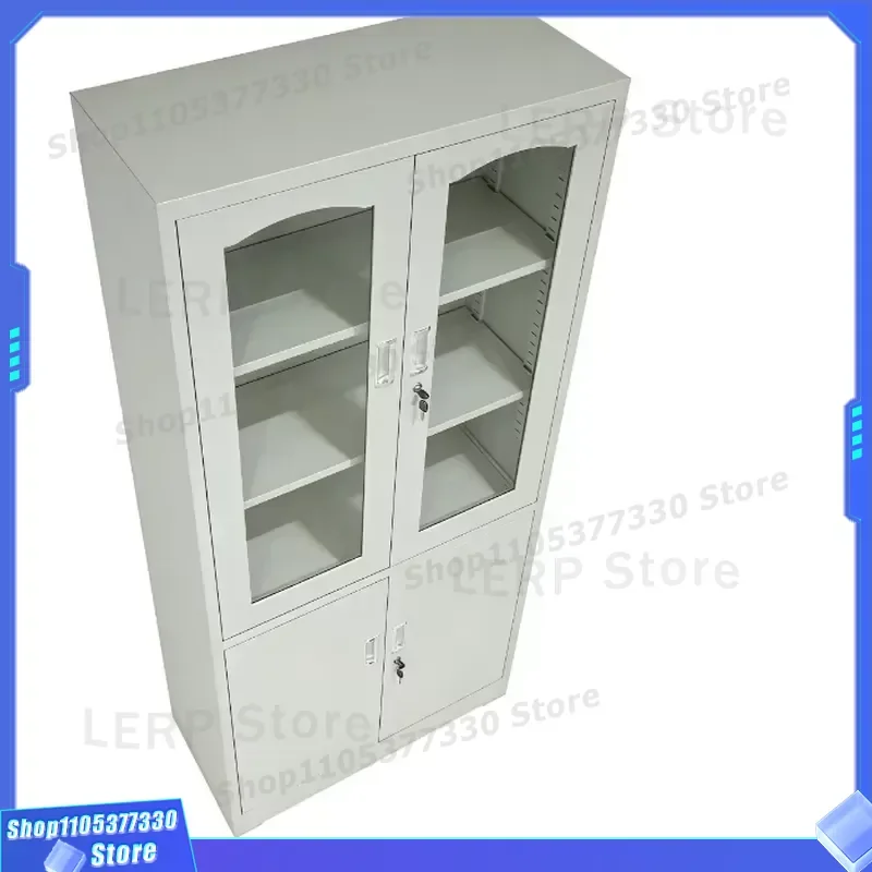 Modern Metal Glass Filing Cabinet Large Capacity Storage with Key Lock for Home Office School Hospital Furniture Organizer