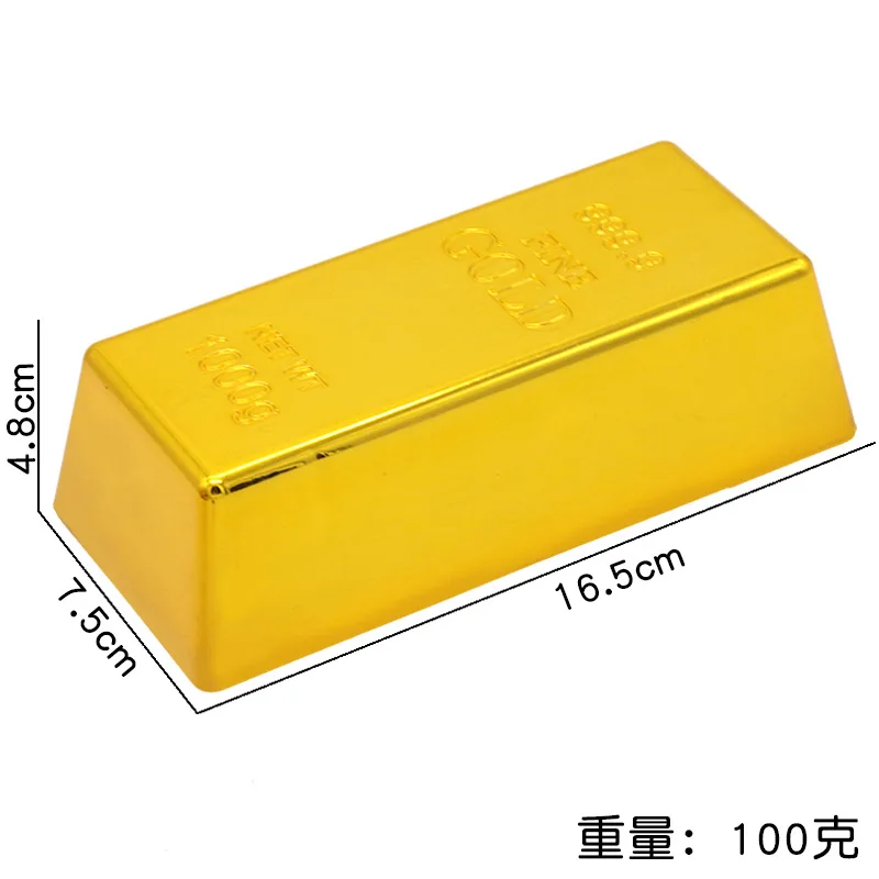 1 Piece Larg Plastic Fake Gold Bar Replica Gold Bar Golden Brick Bullion Bar Decorations Realistic Gold Bar Brick Prop Movie