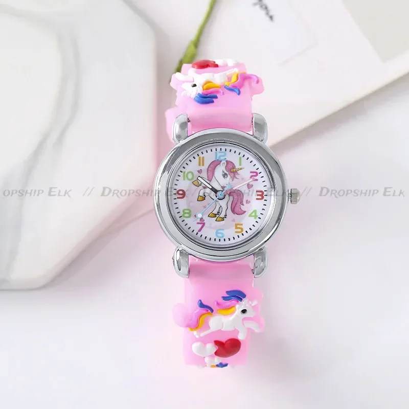 Nuovi orologi per bambini Orologi da cartone animato Orologio da polso al quarzo in silicone rosa Regalo di compleanno Orologio al quarzo Orologi per bambini Orologio da ragazza per ragazzi