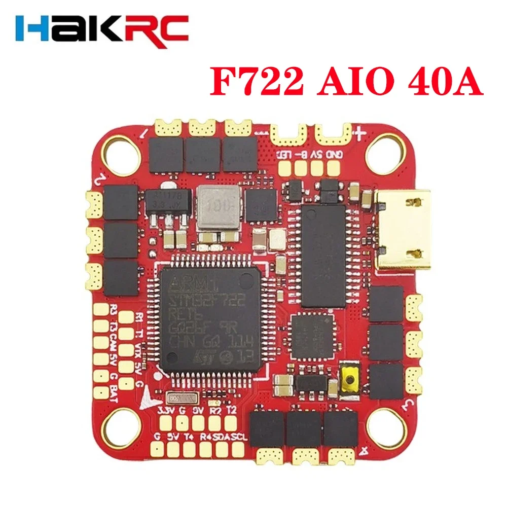 

HAKRC F722 AIO Flight Controller W/ BLHELIS 40A 4in1 ESC 2-6S ICM42688 Dual USB BlackBox Current Sensor for RC FPV Racing Drone