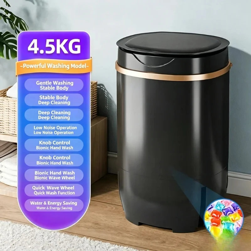 Mini 4.5KG Semi‑Automatic Washing Machine, Compact Washer for Baby Clothes & Intimates, for Singles, Hotels & Small Hostels