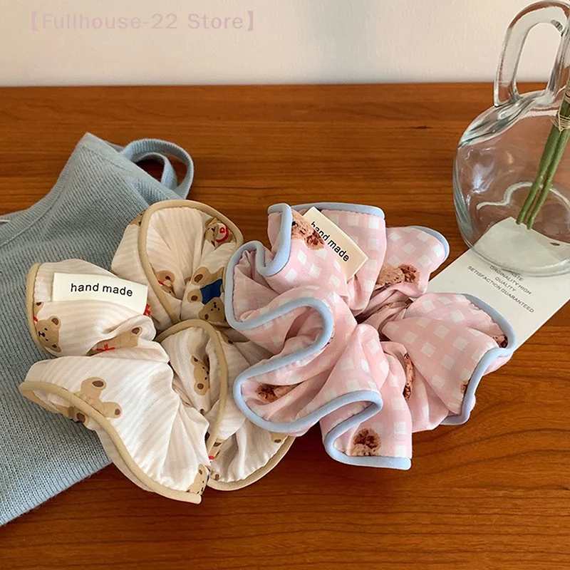 【MAX-22】 Lazos para el cabello a rayas con forma de oso para el intestino grueso, lazo para la cabeza con bola para mujer, accesorios para el cabello versátiles, cuerdas para el cabello