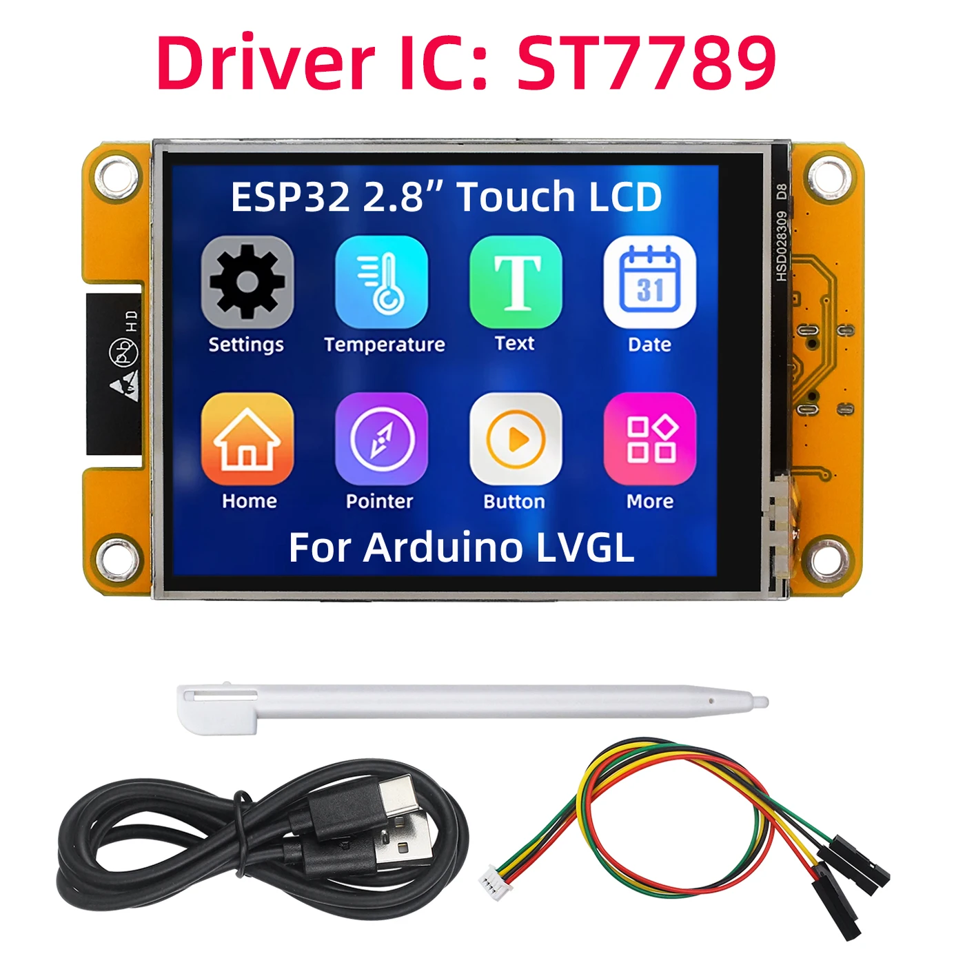 ESP32 Entwicklungsboard WiFi Bluetooth Typ-C 2,8 Zoll XPT2046 Touchscreen 240*320 TFT LCD Smart Display für Arduino LVGL