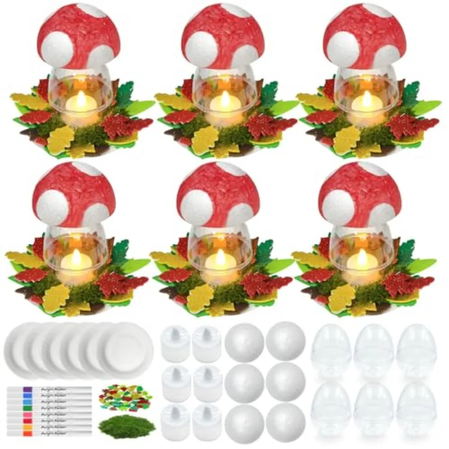 

6 комплектов осенних наборов для рукоделия «сделай сам», осенний набор для рукоделия с грибами и свечами, осенний стол, центральная часть, напильники для вечеринок, наполнители для сумок с подарками для T