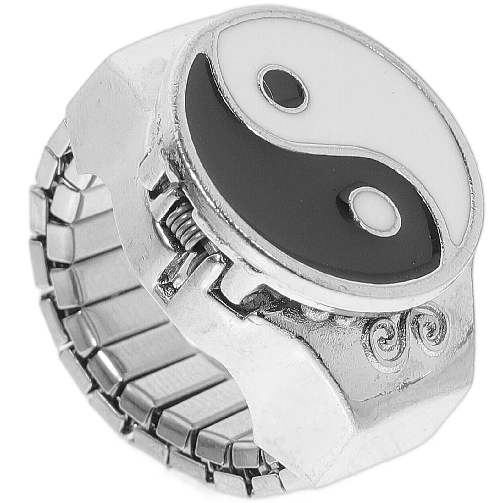

1pc Metal Finger Eight Trigrams Design Fashionable Ring Watch For Festival Gift Durable Decorative Small Watch For Daily Wear