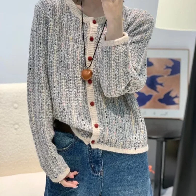 

Модный утолщенный вязаный кардиган, пальто на осень и зиму, новое жаккардовое пальто с длинными рукавами, свитер