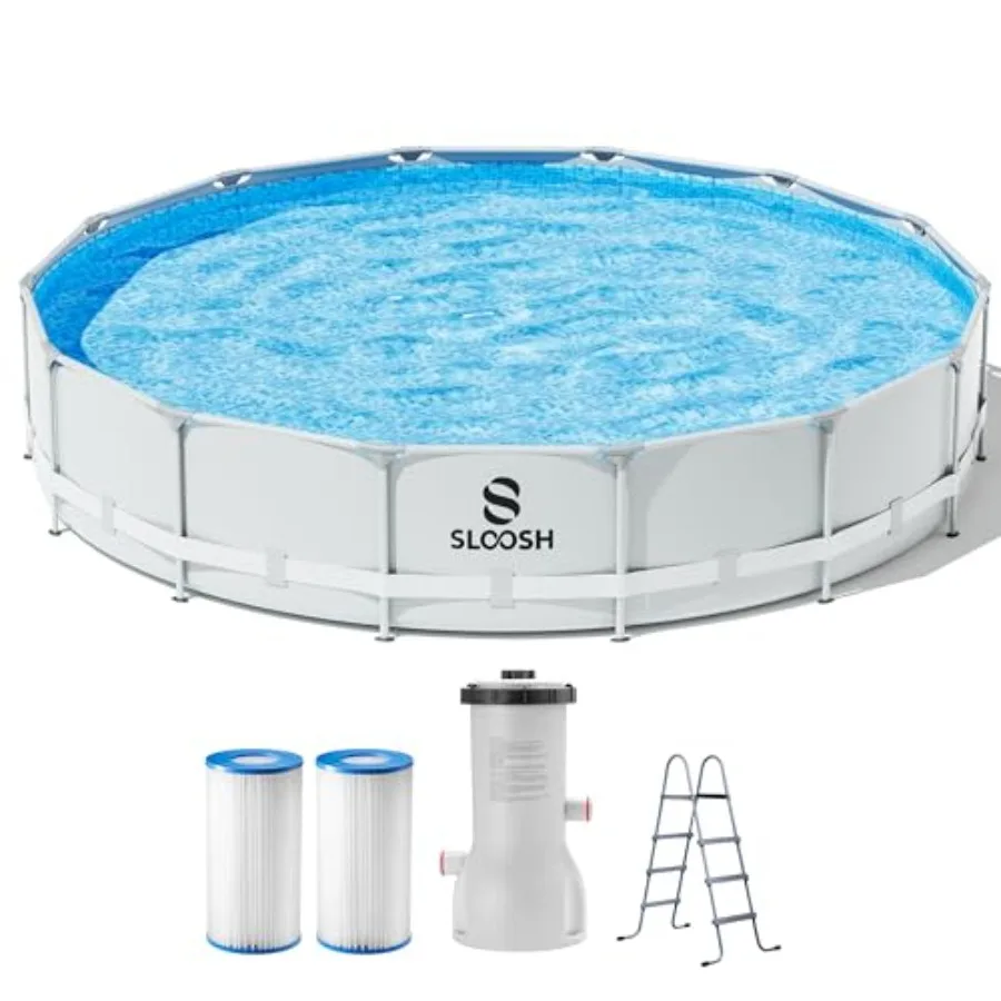 Round Above Ground Pool - 15Feet x 42inch Outdoor Round Frame Above Ground Swimming Pool Set Kiddie Pool for Adults with Filter