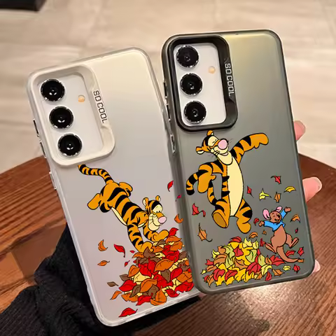 Disney Tigger Winnie For Samsung Galaxy S24 S23 S22 S21 S20 Note 20 Ultra Plus FE 5G Colorful Silver Mobile Cover Phone Case