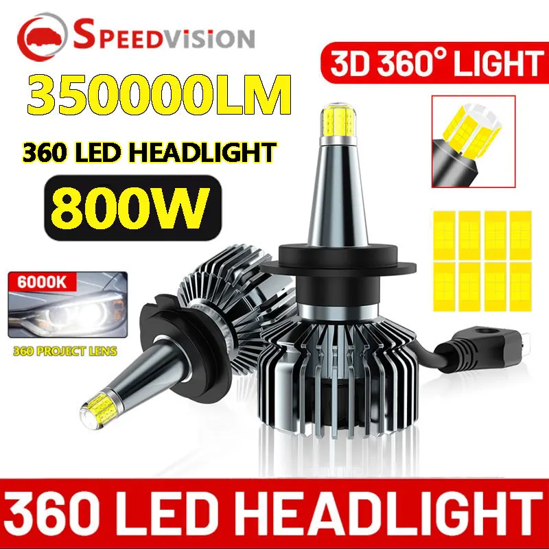 H7 Led Bulb Canbus  350000LM 800W H1 H11 H8 H9 Auto Fog Lights 9006 HB4 9005 HB3 9012 HIR2 Led Lamp 360 CSP Chip Car Headlight