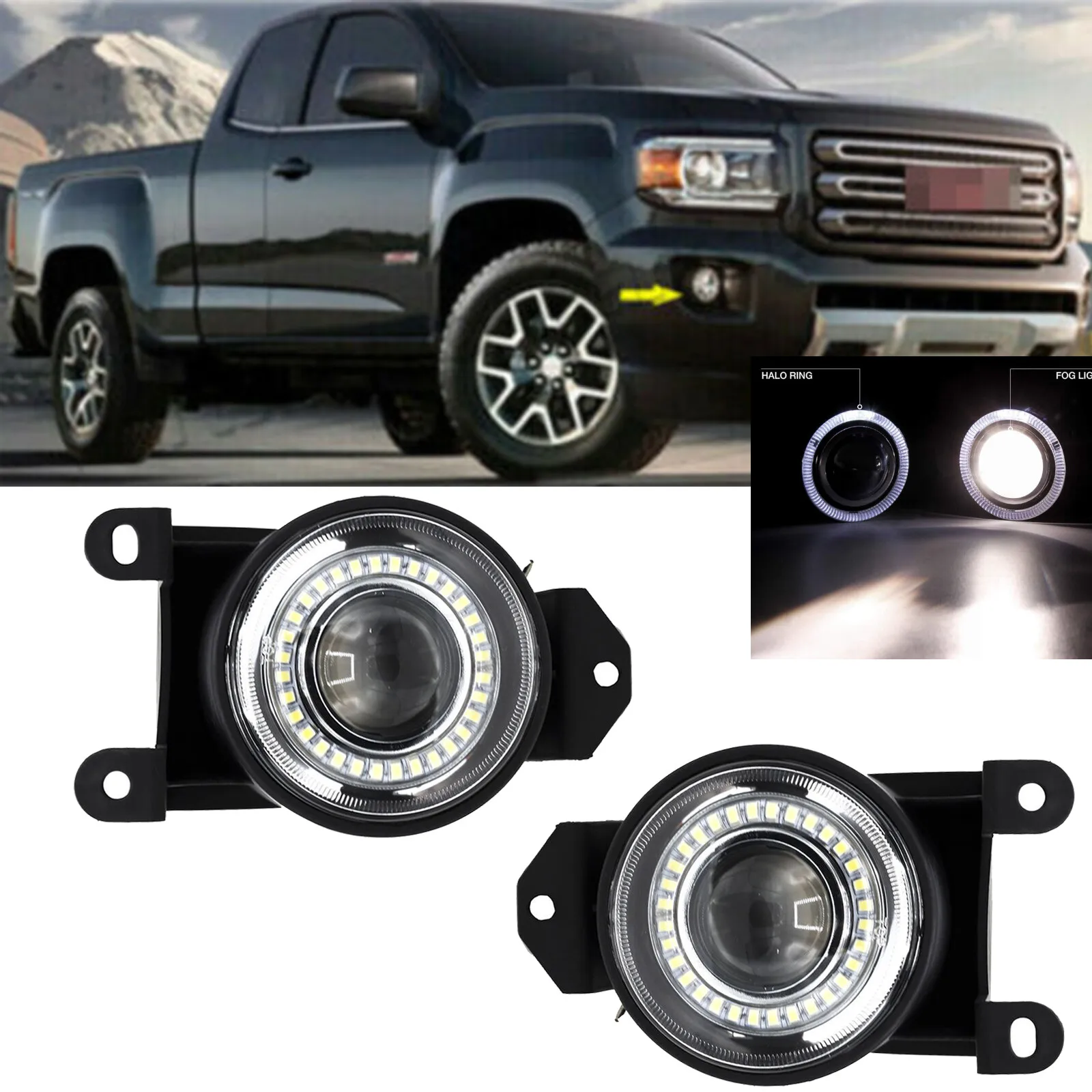 

99 00 01 02 03 04 05 06 GMC YUKON SIERRA DENALI HALO PROJECTOR BUMPER FOG LIGHTS