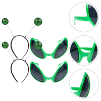 4pcs Alien Headband Glasses Costume Accessories Adult Martian Eyeglasses Rainbow Lens Sunglasses Party Headwear Alien Antenna
