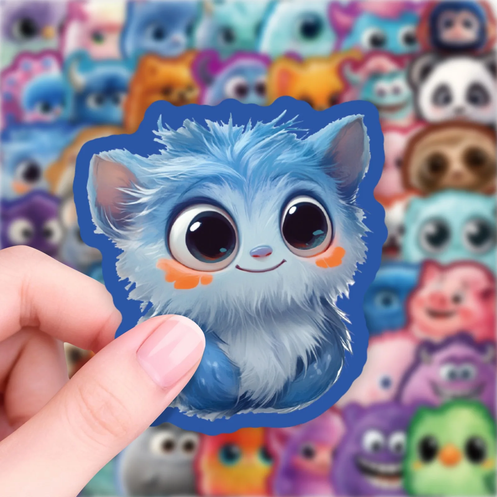 10/200PCS Cartoon Cute Plush Monster Stickers Phone Laptop Computer Skateboard Guitar Sticker Gift Creative Decoration