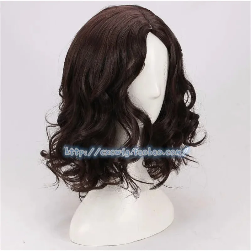 New Halloween Party Cosplay Sir Anduin Lothar Costume Wig Cosplay Jesus Dark Brown Wavy Wig Synthetic Hair Wig for Men   Wig Cap