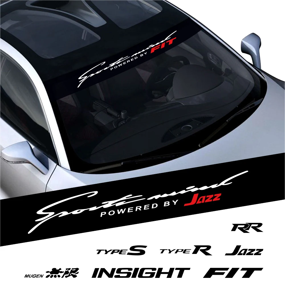 Car Windshield Sticker For Honda Fit Insight Jazz Mugen RR SI VTI Type R S Auto Windscreen Decor Decal Cover Tuning Accessories