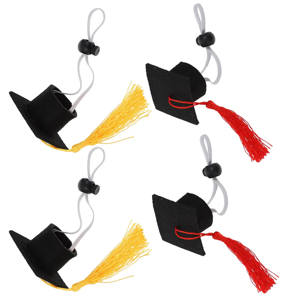 4Pcs Mini Graduation Caps for Pets Dogs Cats Adjustable Elastic B Photo Props Cute Accessories Soft Material