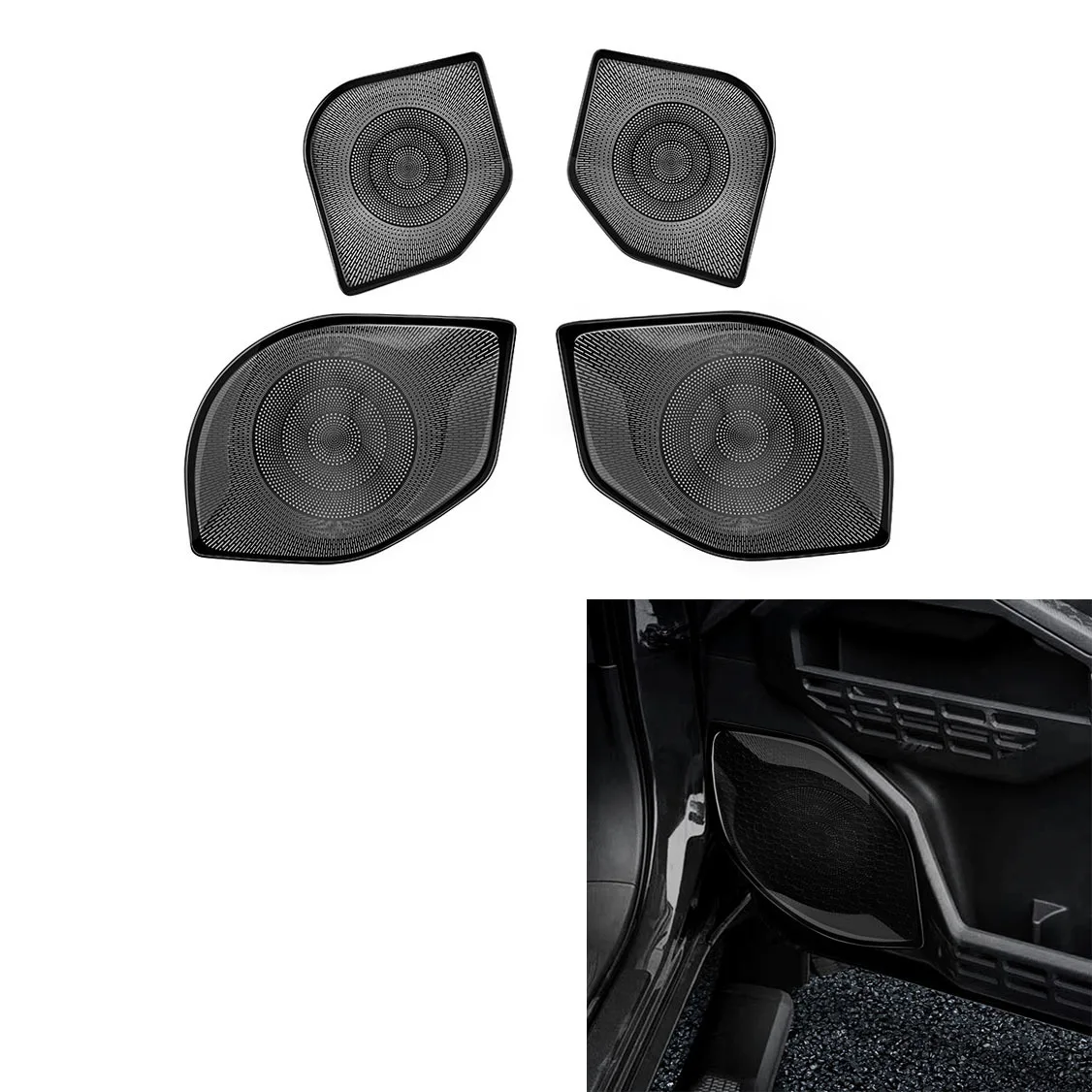 Fit For Toyota Tacoma 2024 Car Stainless Steel Door Sound Speaker Horn Panel Trims Audio Loudspeaker Cover Black 4Pcs