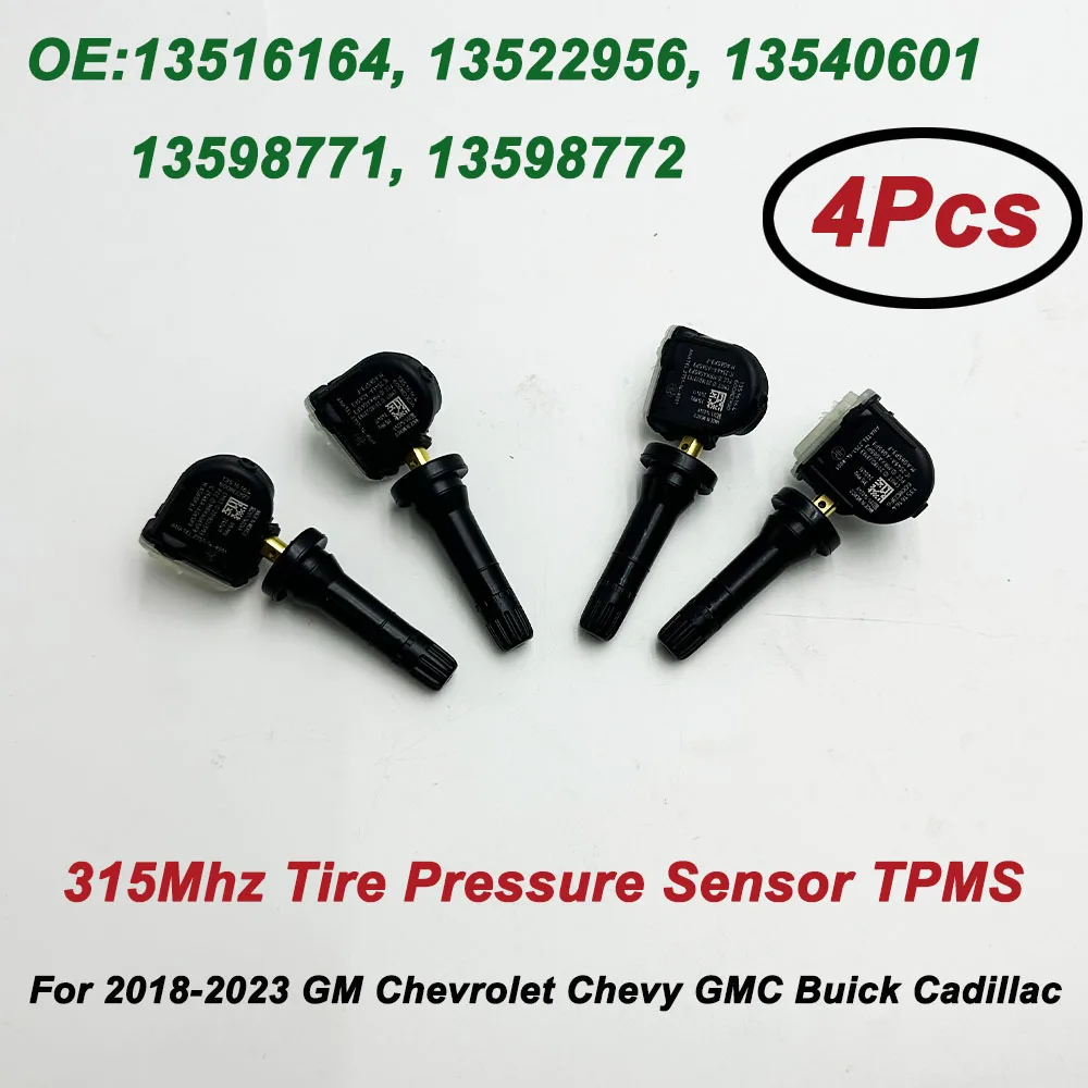 GENSOR DE PRESSION DES Pneus, TPMS, 2018, 2019, 2020, 2021, 2022, 2023, 315, GM, CHEVROLET, oral y, 13516164 MHz, 13598772, 13598771, 13540601, 4 Pièces