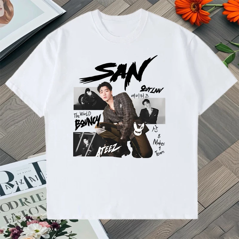 Fashion Summer 2025 Ateez World Tour Graphic Printed  Oversized t-shirt Crew Neck 100% Cotton short sleeve t-shirts Unisex Tops