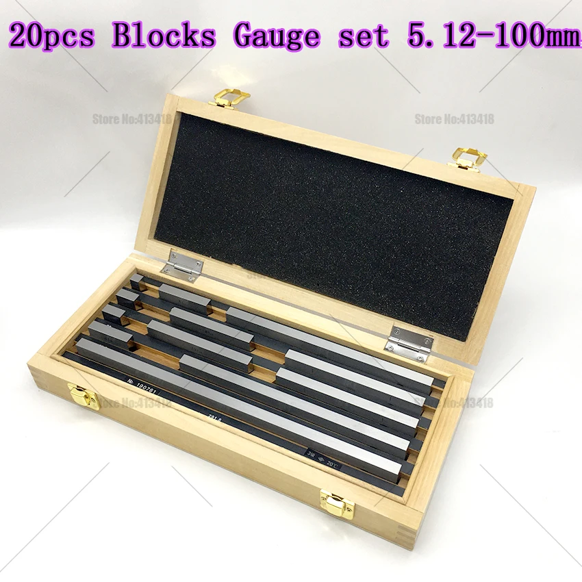 Links Block Gauge 20Pcs/Set 1 Grade 0 Grade Micrometer Block Gauge Inspection Block Gauge Measurement Instruments Can be tested
