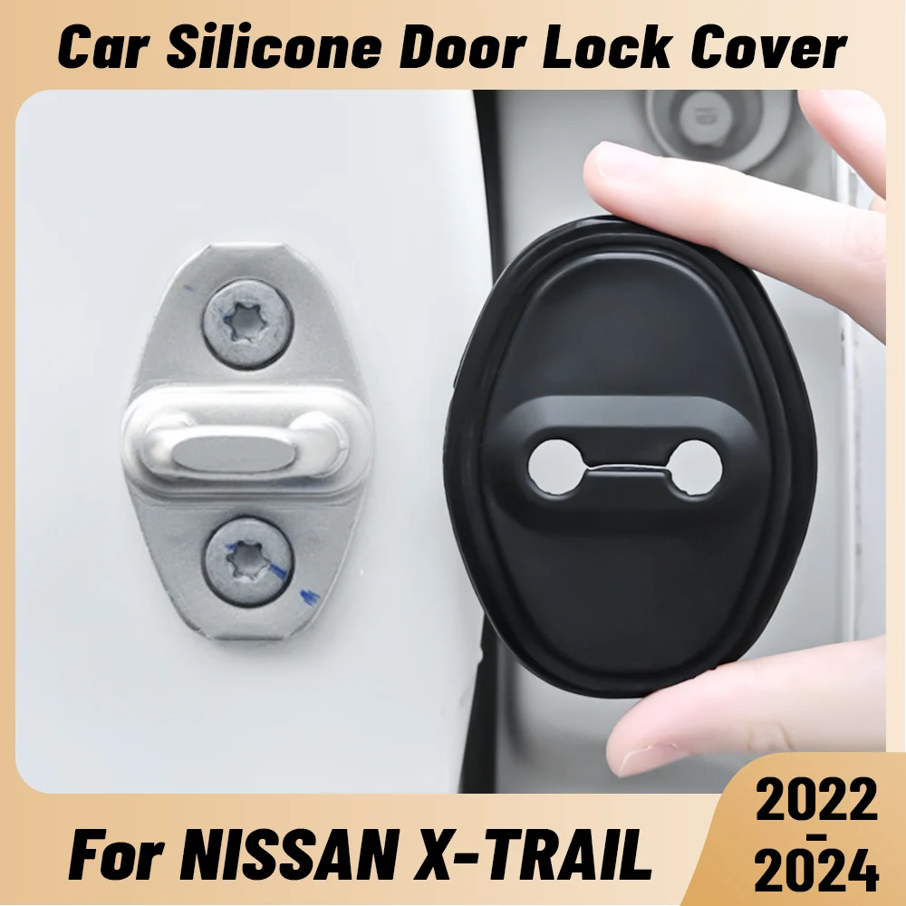 For NISSAN X-TRAIL 2022-2024 Car Door Shock Absorber Door Lock Protector Silicone Auto Door Lock Latches Cover Accessories