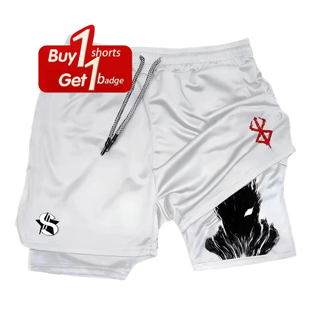 

One Piece Naruto 2025 Горячие новые шорты с принтом аниме Мужские двухслойные брюки 2 в 1, летняя спортивная одежда, быстросохнущие брюки для тренировок Y2k