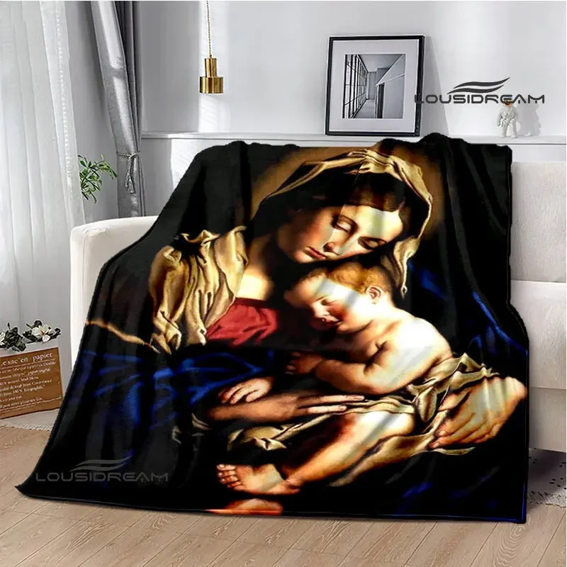Virgin Mary Faith Print Blanket Flannel Soft Comfort Blanket Home Travel Blanket Kids Warm Blanket picnic blanket birthday gift