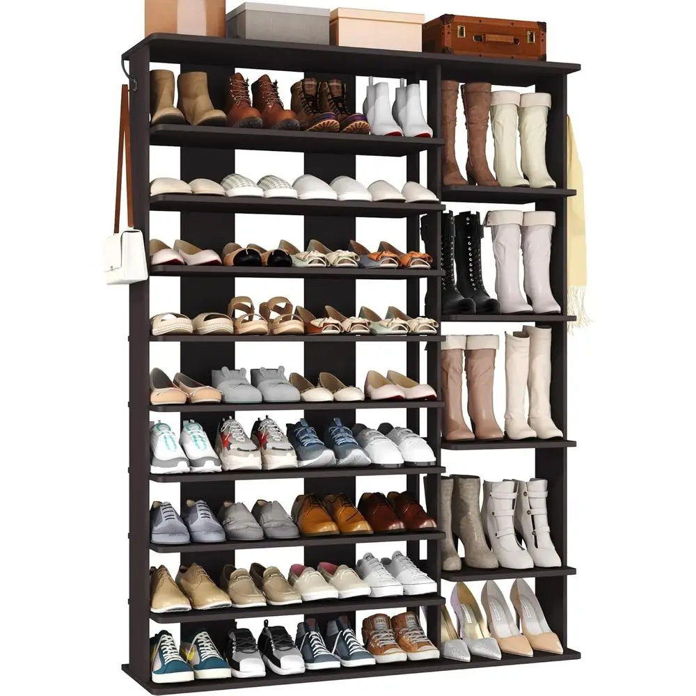 

Large 50-Pair Wooden Shoe Tower, 61.8 Tall Rack Organizer for Entryway or Closet