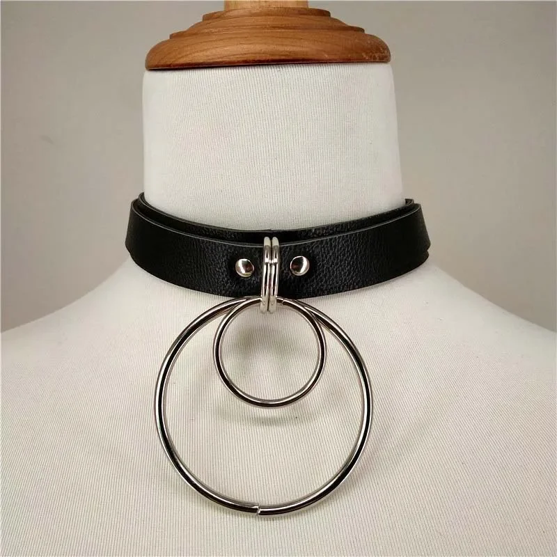 Collar de Bondage de cuero PU Sexy para mujer, Collar Bdsm, esclavo de Cosplay, juguete de 18 adultos, accesorios de cinturón de Metal gótico de moda